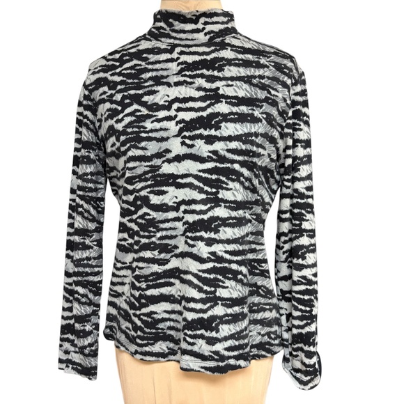 JONES NEW YORK Signature top L cotton knit mock turtle black gray long sleeve - Picture 1 of 9